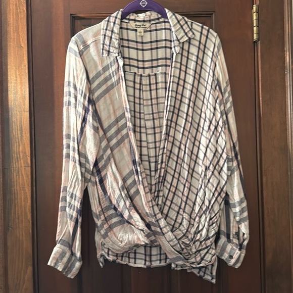 krazy kat Tops - Krazy Kat Plaid Wrapped Draped Top